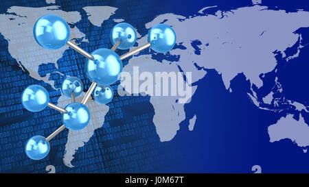 3d abstrait arrière-plan binaire avec molécule modèle et de la terre Banque D'Images