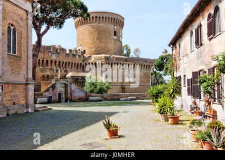 Aperçu du village médiéval d'Ostia Antica - Italie Banque D'Images