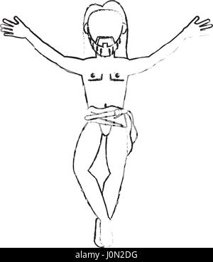 Jésus christ dévotion sacrifice sketch Illustration de Vecteur