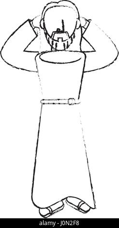 Jésus christ dévotion sacrifice sketch Illustration de Vecteur