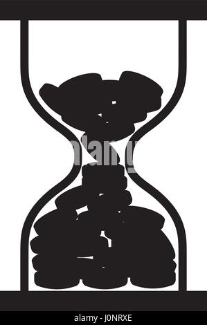 L'icône des pièces avec hourglass Illustration de Vecteur