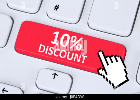 10 % 10 % de réduction coupon coupon bouton vente magasinage en ligne ordinateur internet Banque D'Images