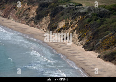 Vues du haut de falaises Ballard sur la baie de Swanage Banque D'Images