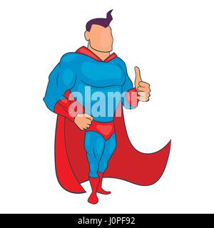 Super Héros giving Thumbs up, icône de style cartoon Illustration de Vecteur