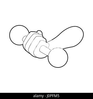 Hand holding dumbbell, icône de style contour Illustration de Vecteur