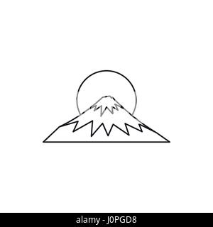 Symbole sacré du Japon Fuji, icône de style contour Illustration de Vecteur