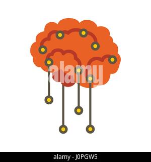 Capteurs sur le cerveau humain, l'icône de style plat Illustration de Vecteur