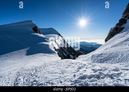 L'alpinisme dans le massif du Mont Rose, au nord de l'Italie, les Alpes, l'Europe, l'UNION EUROPÉENNE Banque D'Images