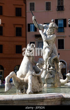 Fontana del Nettuno, Fontaine de Neptune, Piazza Navona, Rome, Italie, Europe Banque D'Images