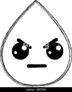 Belle silhouette kawaii angry goutte eau Illustration de Vecteur