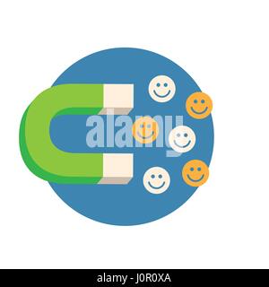 Inbound Marketing Design avec aimant qui attire les gens Illustration de Vecteur
