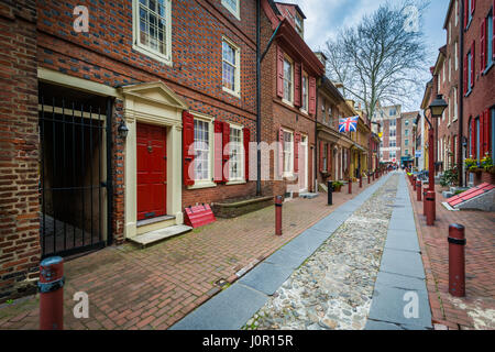 Elfreth's Alley, dans la vieille ville, Philadelphie, Pennsylvanie. Banque D'Images