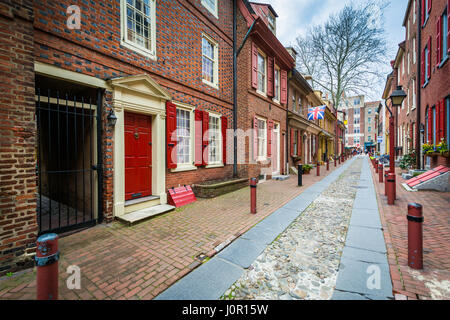 Elfreth's Alley, dans la vieille ville, Philadelphie, Pennsylvanie. Banque D'Images