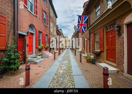 Elfreth's Alley, dans la vieille ville, Philadelphie, Pennsylvanie. Banque D'Images