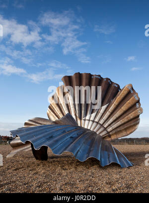 Coquille Saint-Jacques la sculpture. Aldeborough, Suffolk, UK Banque D'Images