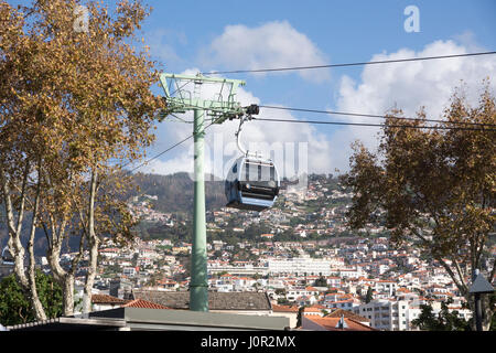 La position d'un téléphérique jusqu'à Monte, Funchal Banque D'Images