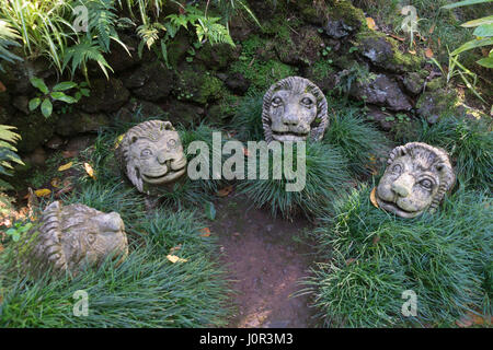 Têtes de lion dans le Jardin Tropical Monte Palace, Funchal, Madère Banque D'Images