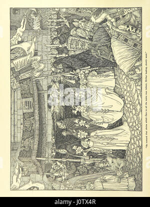 Un recueil de poèmes d'Alfred, Lord Tennyson tirés des idylles du roi, mettant en vedette les légendes arthuriennes, mettant en vedette des personnages tels que Vivien, Elaine, Enid et Guinevere. L'édition est décorée d'illustrations de G.W. Rhead et L. Rhead. Banque D'Images