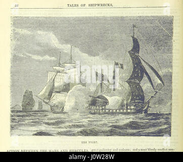 Cette image est tirée de « Tales of Shipwrecks, and Adventures by Land and Sea », une collection de récits mettant l'accent sur les catastrophes maritimes et les histoires de survie. Le livre capture le drame et le danger des voyages en mer, mettant en évidence les épaves et les sauvetages héroïques. Banque D'Images