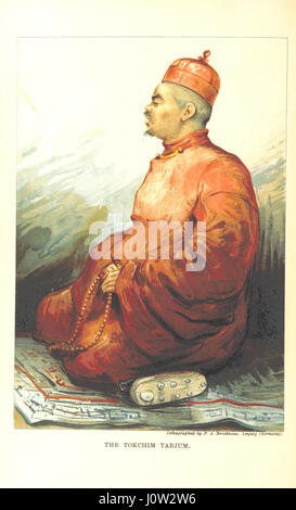 Une image de la page 10 de 'In the Forbidden Land', documentant un voyage à travers le Tibet, accompagnée d'une carte et de nombreuses illustrations détaillant les expériences et les paysages rencontrés dans la région. Banque D'Images