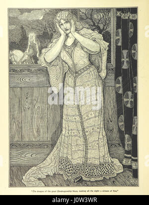 *Idylles du roi* est un recueil de poèmes narratifs d'Alfred, Lord Tennyson, représentant des personnages clés de la légende arthurienne. Le livre comprend des illustrations de G. W. Rhead et L. Rhead, rehaussant les histoires de Vivien, Elaine, Enid et Guinevere, explorant les thèmes de l'amour, de la loyauté et de la tragédie. Banque D'Images