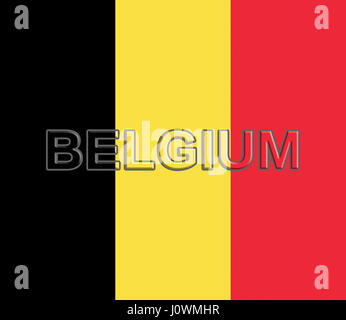 Illustration du drapeau national de Belgique avec le mot Belgique écrit sur le drapeau Banque D'Images