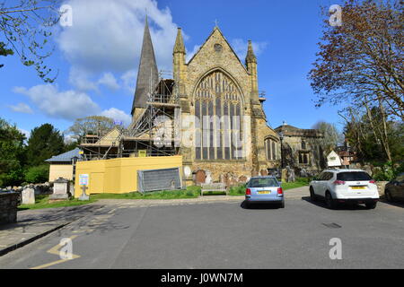 Une église en réparation à Horsham, Sussex de l'Ouest Banque D'Images