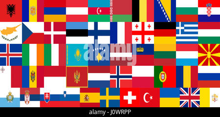 Illustration de tous les drapeaux des pays européens Banque D'Images
