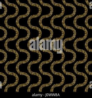 Motif ondulé transparent vecteur géométrique, abstrait arrière-plan de couleur noir et or. Simple ornement moderne wave line Illustration de Vecteur
