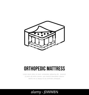 Matelas orthopédique, icône logo ligne. Télévision signe pour dormir sain ergonomique Illustration de Vecteur