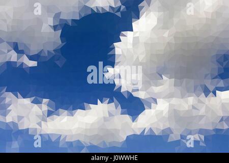 Low poly résumé ciel bleu avec des nuages, vector background Illustration de Vecteur