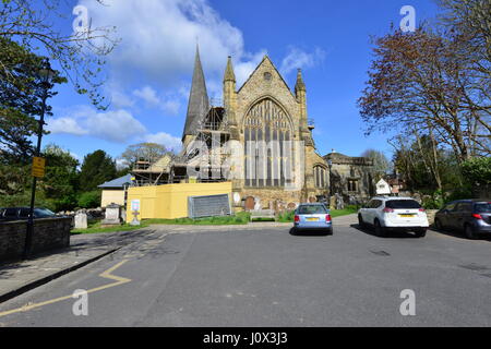 Une église en réparation à Horsham, Sussex de l'Ouest Banque D'Images