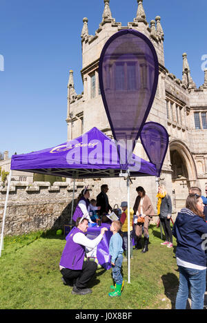 Cadbury, face painting, Lanhydrock jardin au printemps Banque D'Images