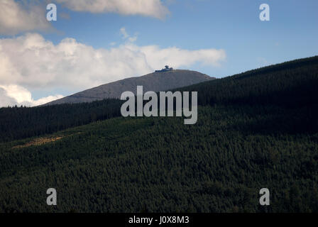 Sniezka, montagne, dolnoslaskie, paysage, pourrait, fond, beau, beauté, bleu, climat, nuage, froid, Banque D'Images