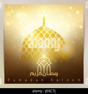 Ramadan Kareem mosquée glow gold dome pour fond de souhaits Illustration de Vecteur