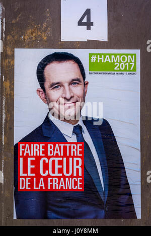 Affiche de 2017 élection présidentielle française candidate Benoit hamon Banque D'Images