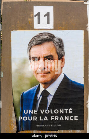 Affiche électorale du candidat à l'élection présidentielle française 2017 François Fillon Banque D'Images