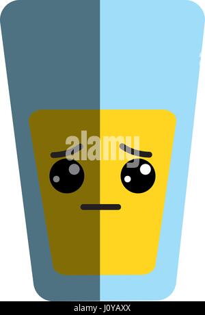 Kawaii cute triste verre jus Illustration de Vecteur