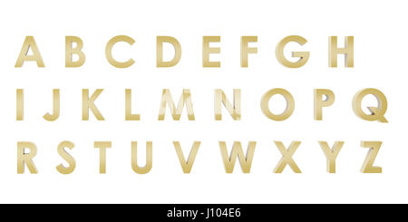 Or le rendu 3D de a à z de l'alphabet anglais isolé sur fond blanc, Chemin de coupure à l'intérieur Banque D'Images