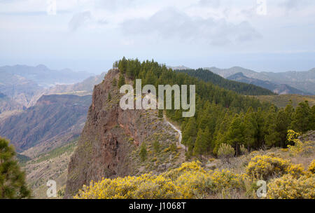 Le centre de Gran Canaria en avril, un chemin de randonnée sur le bord de la falaise Banque D'Images