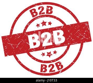 B2b rouge ronde grunge stamp Illustration de Vecteur