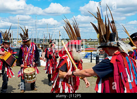 Le cheval foncé morris performing troupe dans Maldon, Essex. England UK Banque D'Images