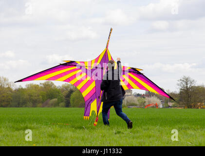 Un homme vole un cerf-volant de couleur Banque D'Images