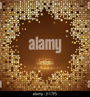 Or vecteur islamique maroc formes motif pour octogonal Eid Mubarak greeting Illustration de Vecteur