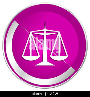 La justice web design en métal argenté violet border icône internet. Banque D'Images