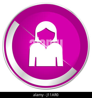 Avatar profil web design en métal argenté violet border icône internet. Banque D'Images