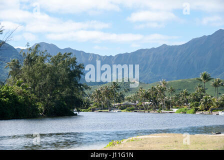 Haleiwa Town & Beach Park, Oahu, Hawaii Banque D'Images