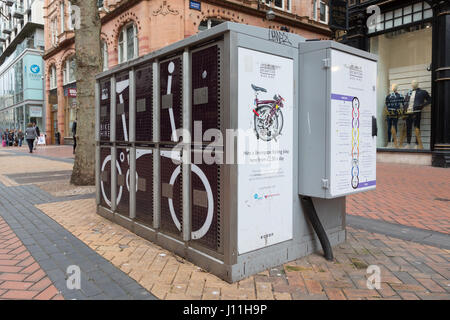 Location de vélos Brompton, Birmingham, Angleterre, RU Banque D'Images