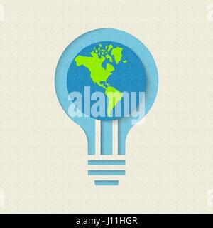 Le jour de la terre papier coupé concept pour la conservation et le recyclage de l'énergie verte. Illustration de soins mondiale de l'environnement. Vecteur EPS10. Illustration de Vecteur