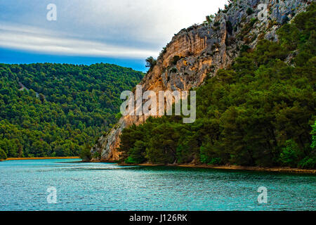 La Croatie Dalmatie Parc National de Krka - Skradin - près de paysage cascade Skradinski Buk Banque D'Images